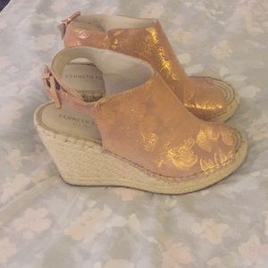 Leather Rosegold Wedges